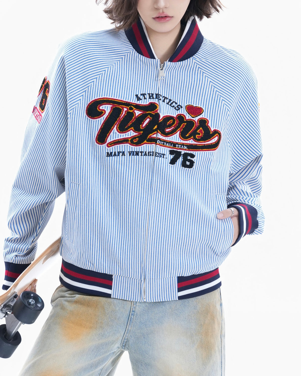 컬러블록 자수 야구 유니폼