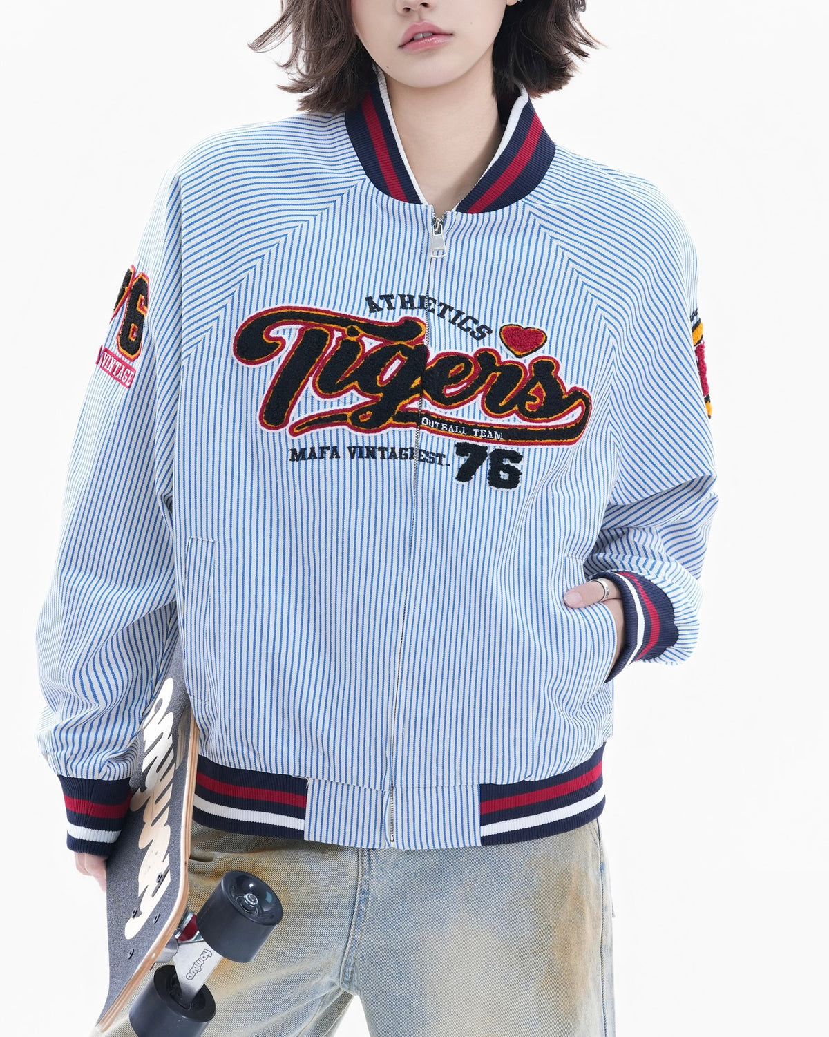 컬러블록 자수 야구 유니폼