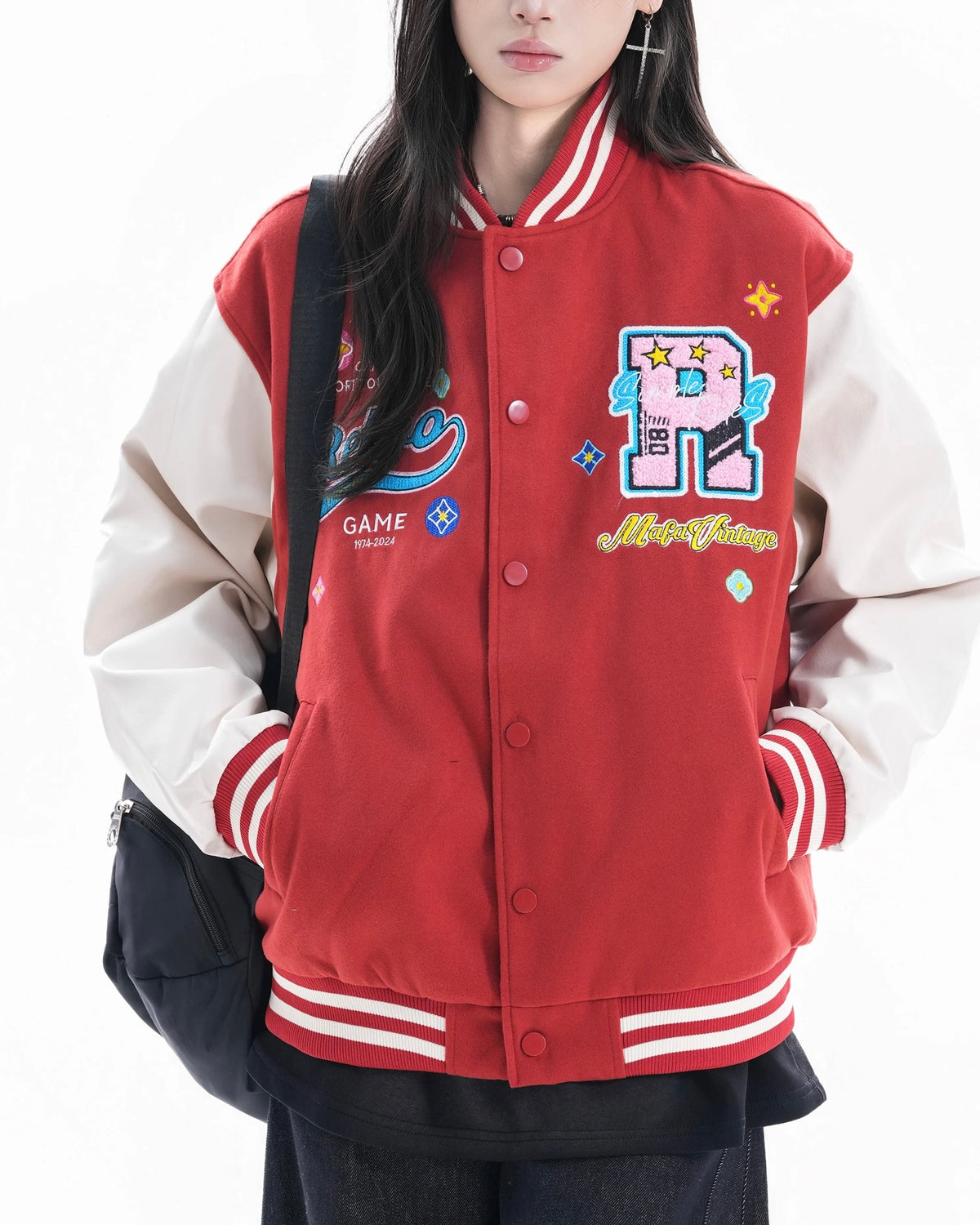 자수 컬러블록 재킷