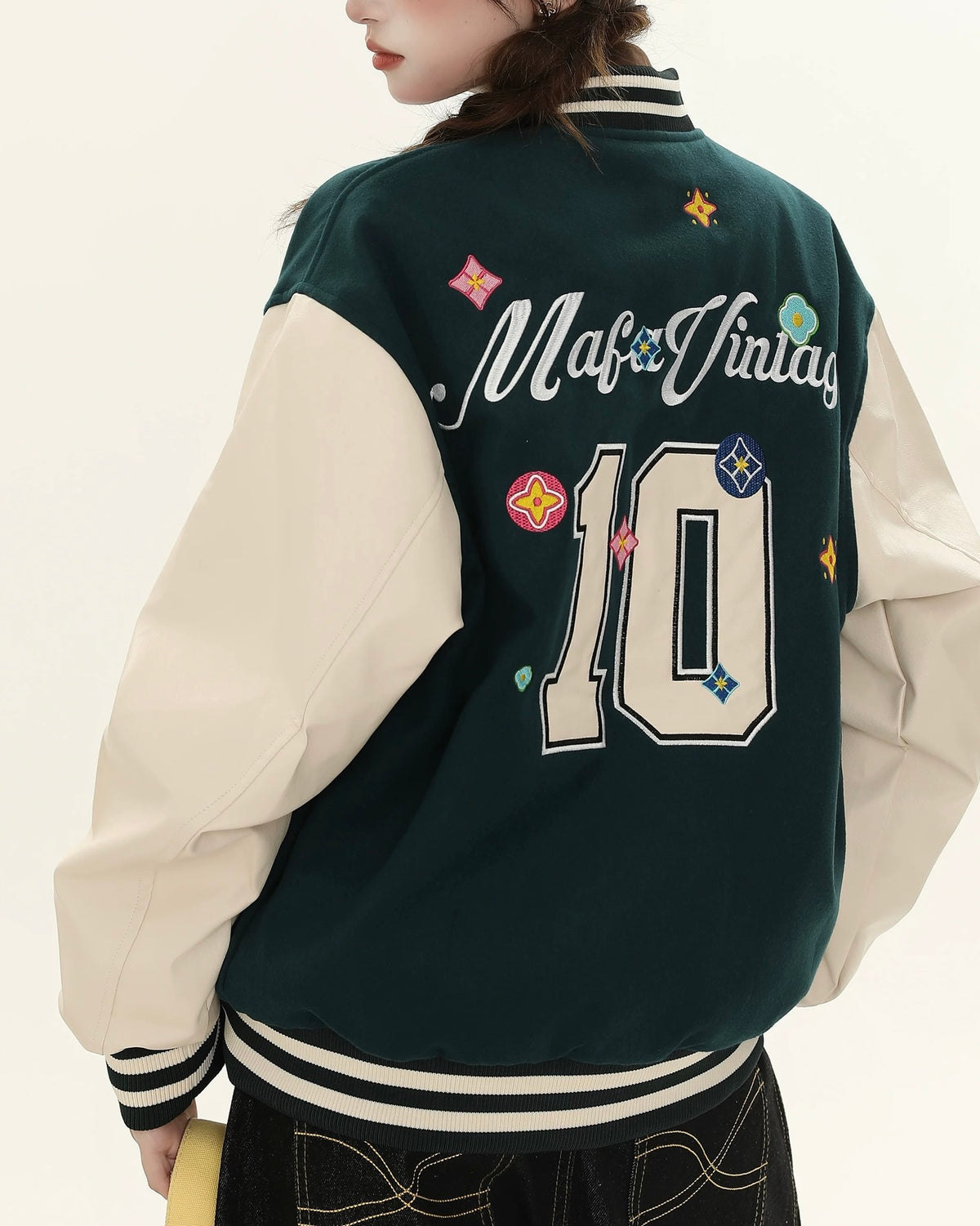 자수 컬러블록 재킷