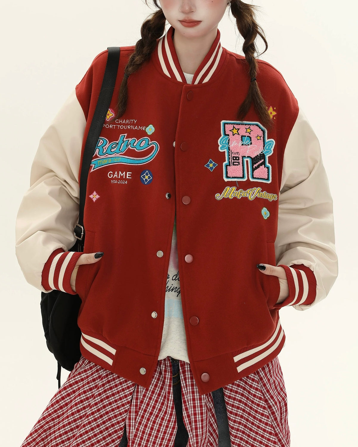 자수 컬러블록 재킷