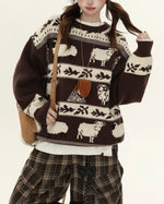 趣味動物條紋毛衣