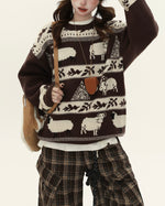 趣味動物條紋毛衣