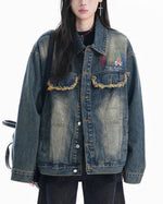 Washed Embroidered Casual Jacket