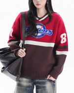 復古拼色針織衫