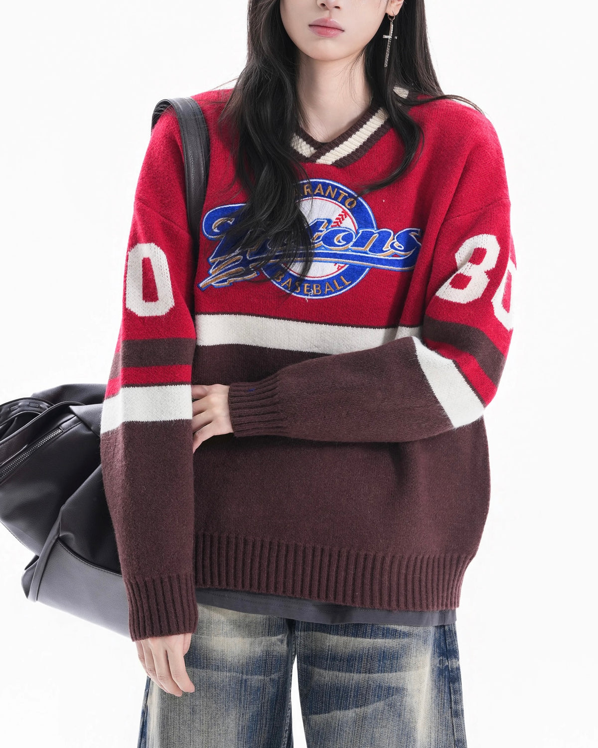 復古拼色針織衫