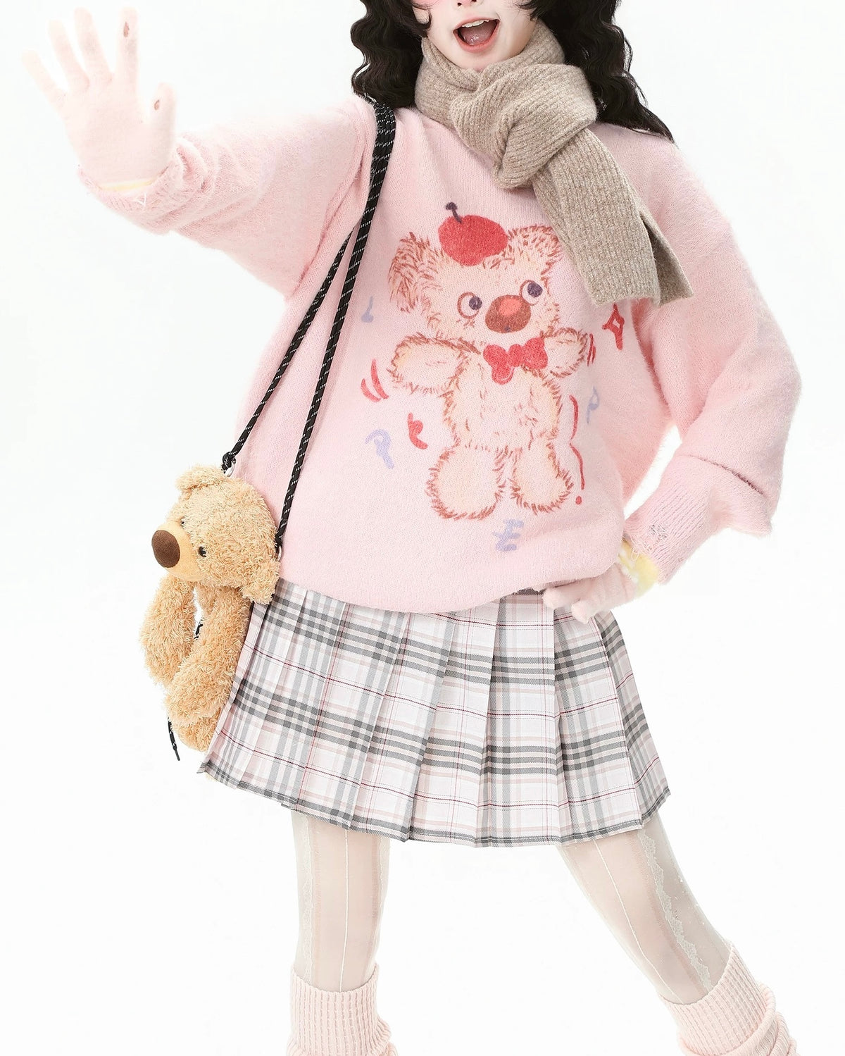 雙肩包玩偶情侶針織衫