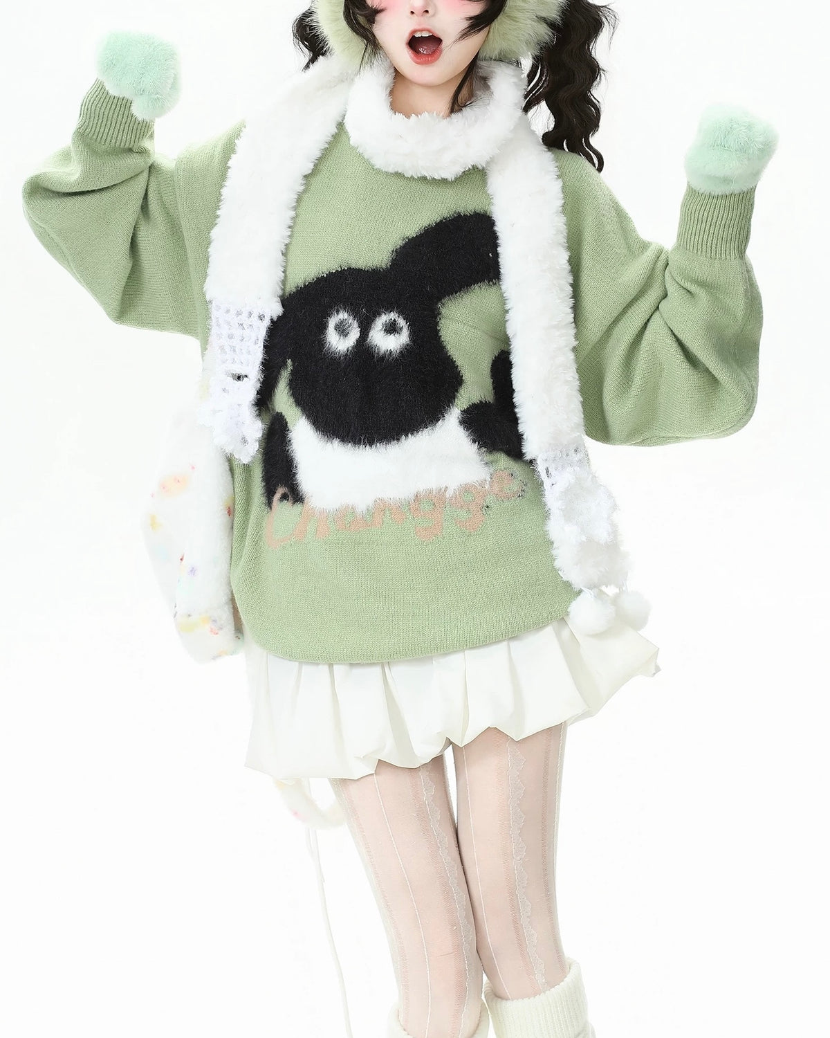 撞色可愛針織衫