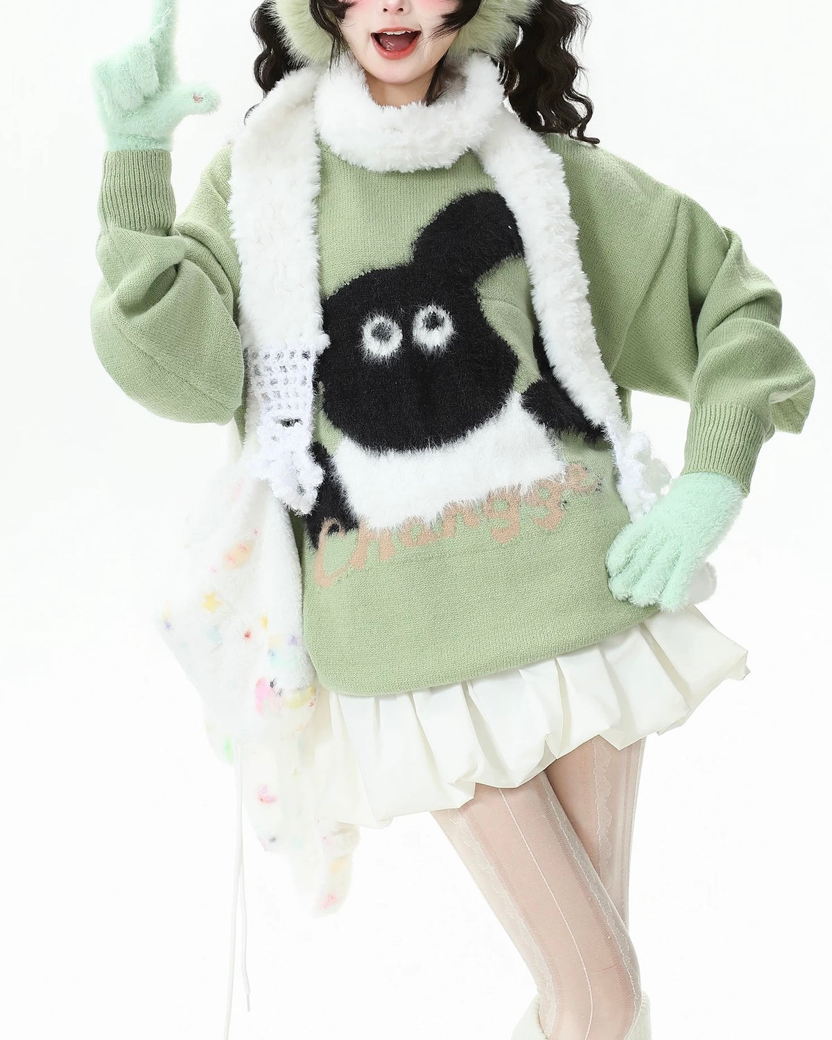 撞色可愛針織衫