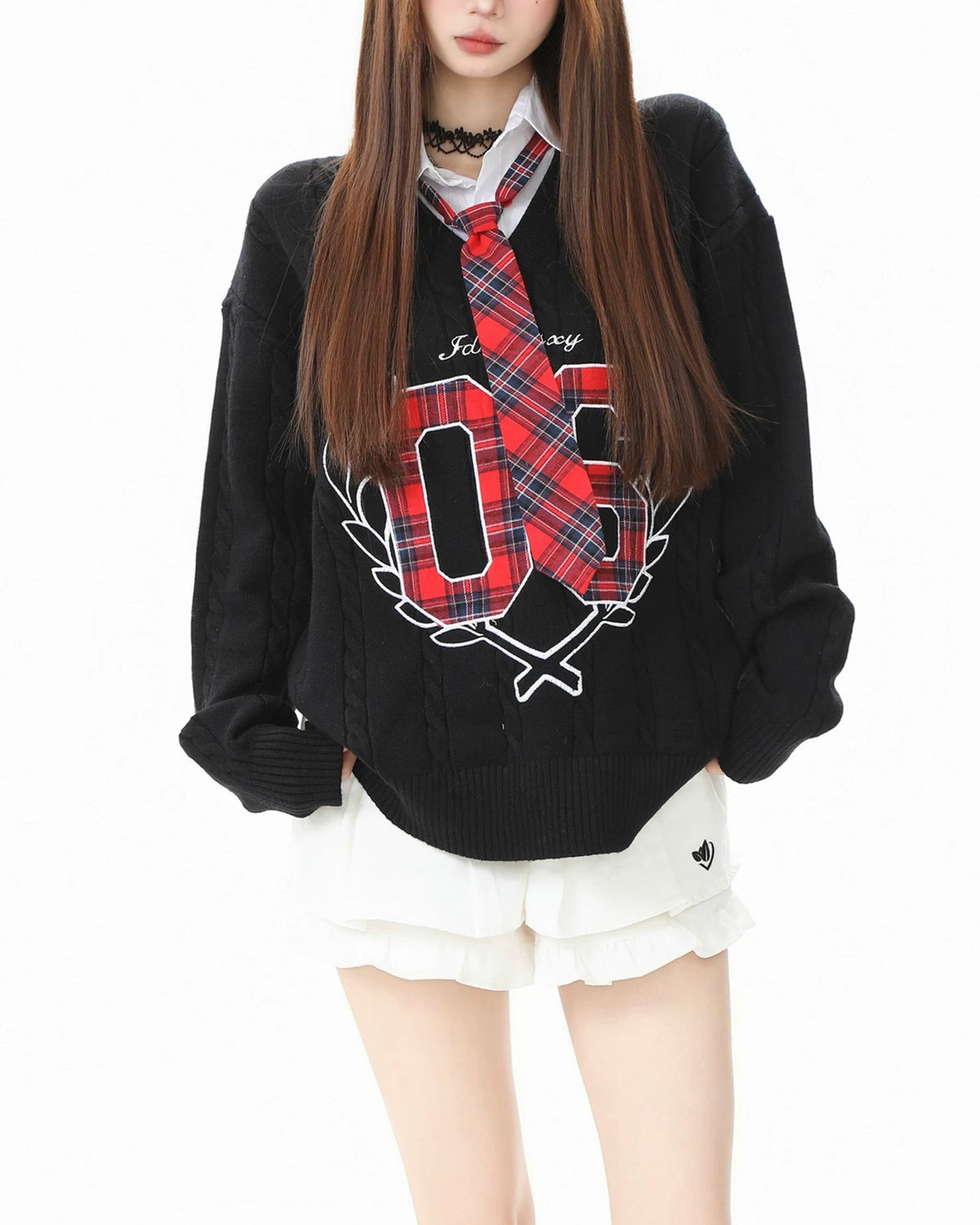 刺綉假兩件毛衣