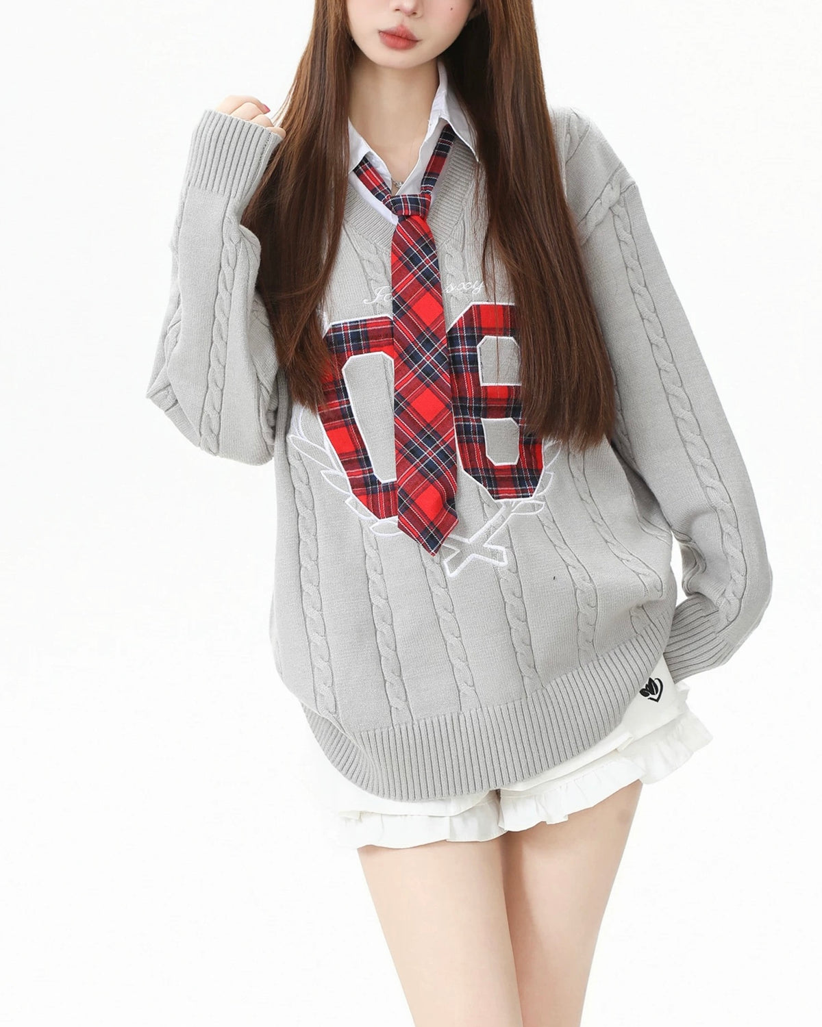 刺綉假兩件毛衣