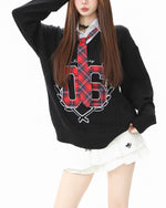 刺綉假兩件毛衣