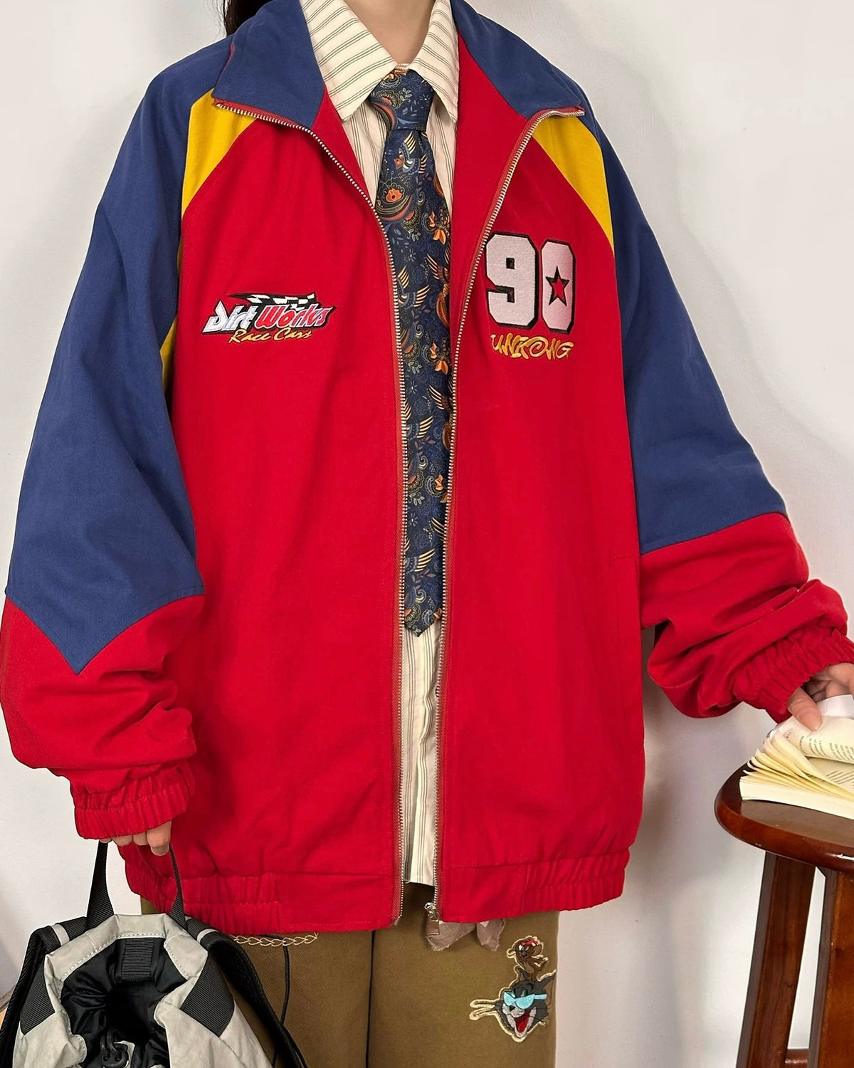 레트로 자수 패치워크 재킷