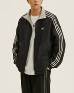 復古兩面穿三條杠撞色外套