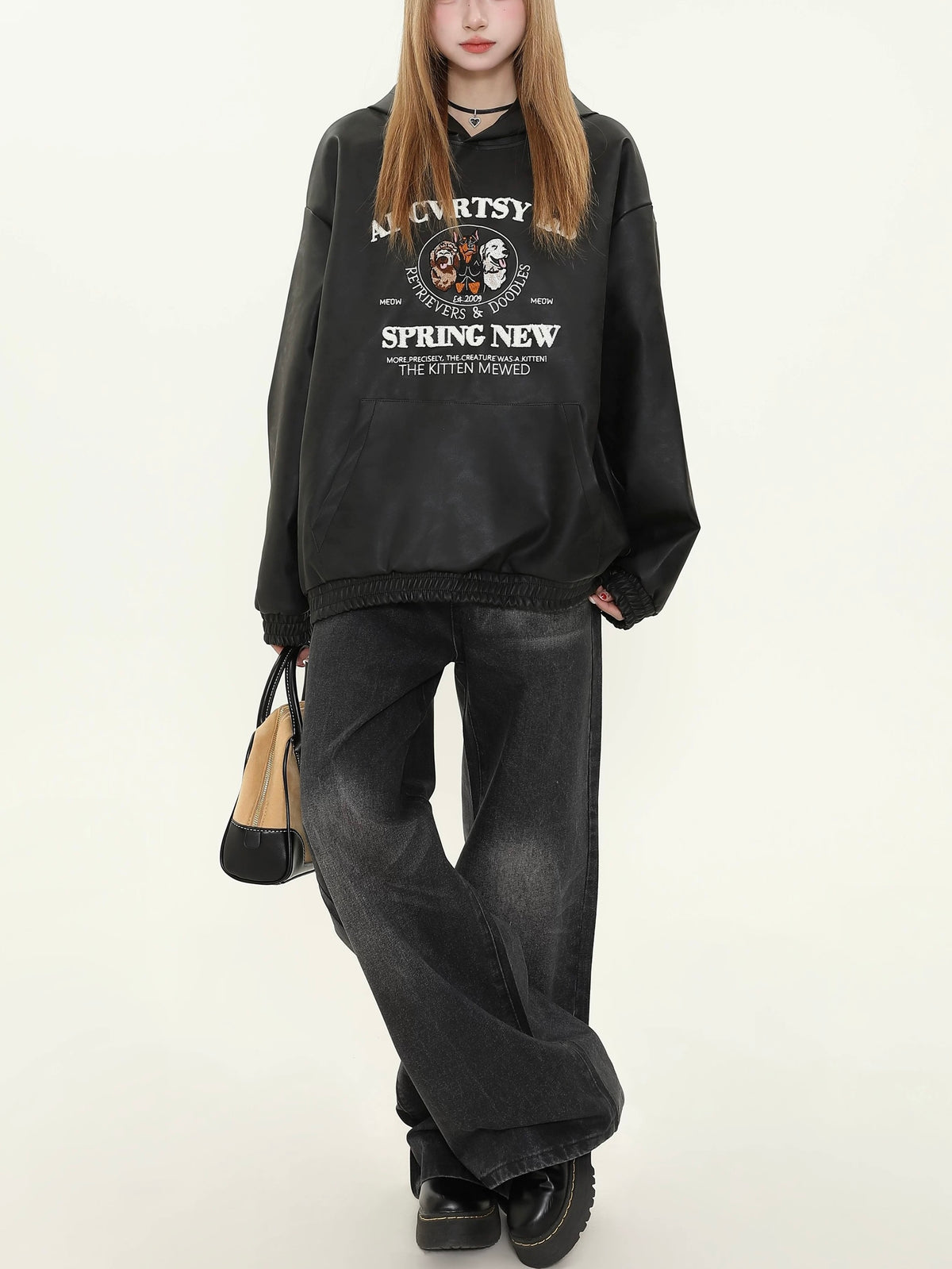 趣味小狗漆皮衛衣