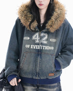 Distressed and thick denim jacket