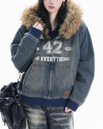 Distressed and thick denim jacket