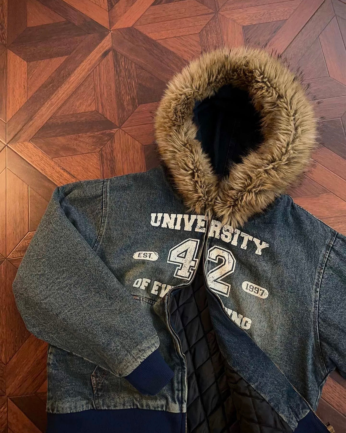 Distressed and thick denim jacket