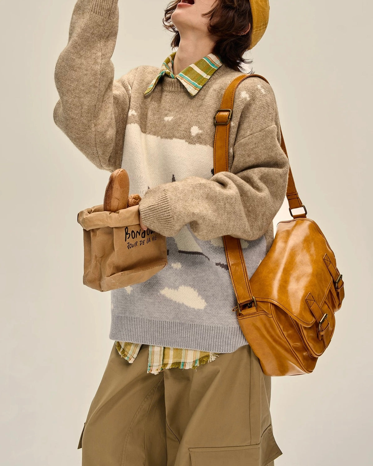 레트로 컬러 블록 폴라베어 스웨터