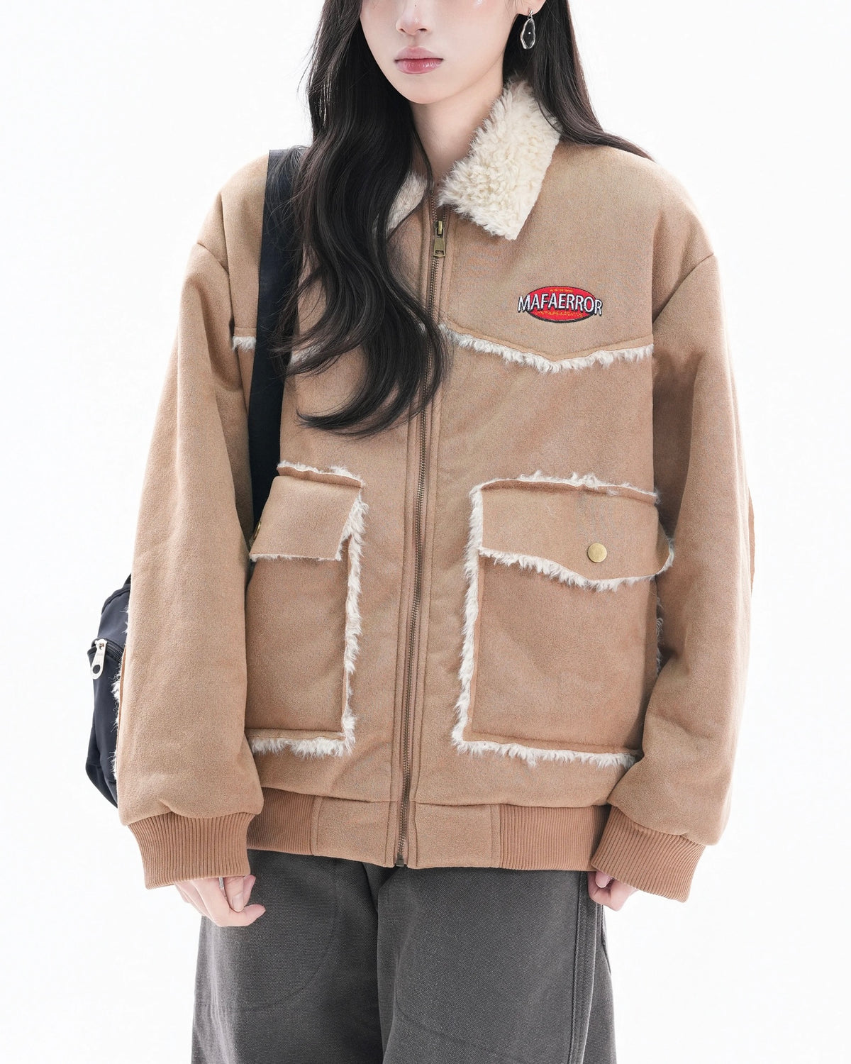 Retro letter embroidered jacket