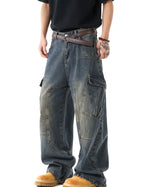 Distressed multi-pocket jeans