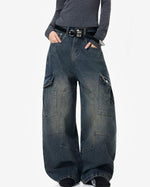 Distressed multi-pocket jeans