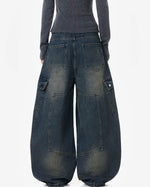 Distressed multi-pocket jeans