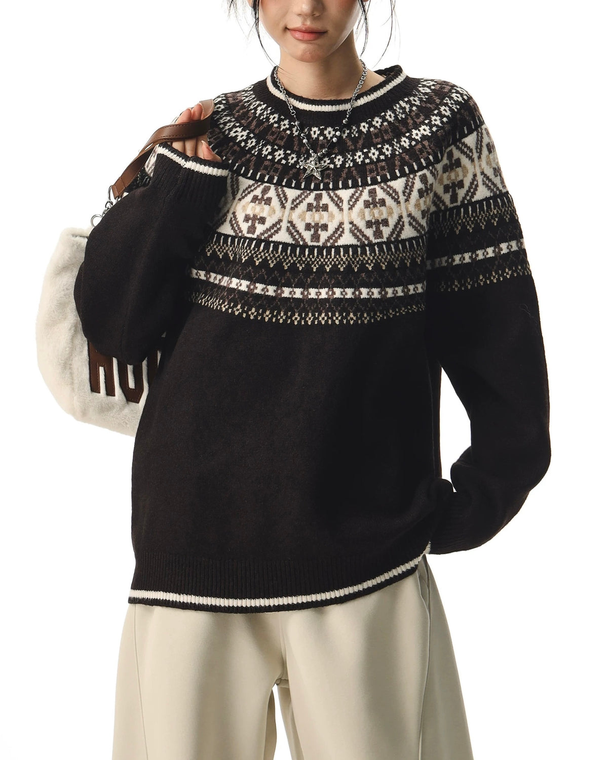 復古提花針織衫