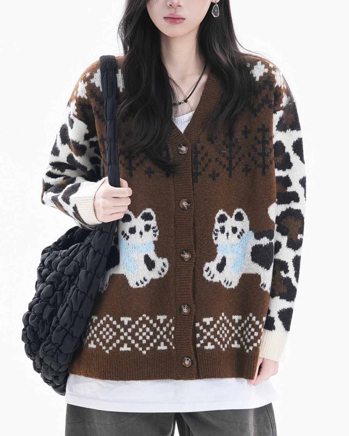 復古趣味小貓咪毛衣