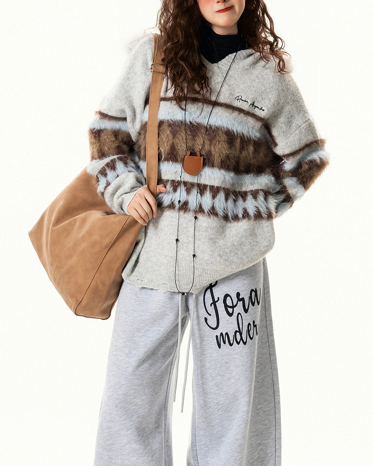 條紋連帽針織衫