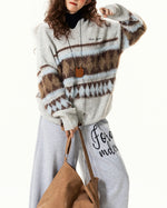 條紋連帽針織衫