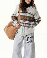 條紋連帽針織衫