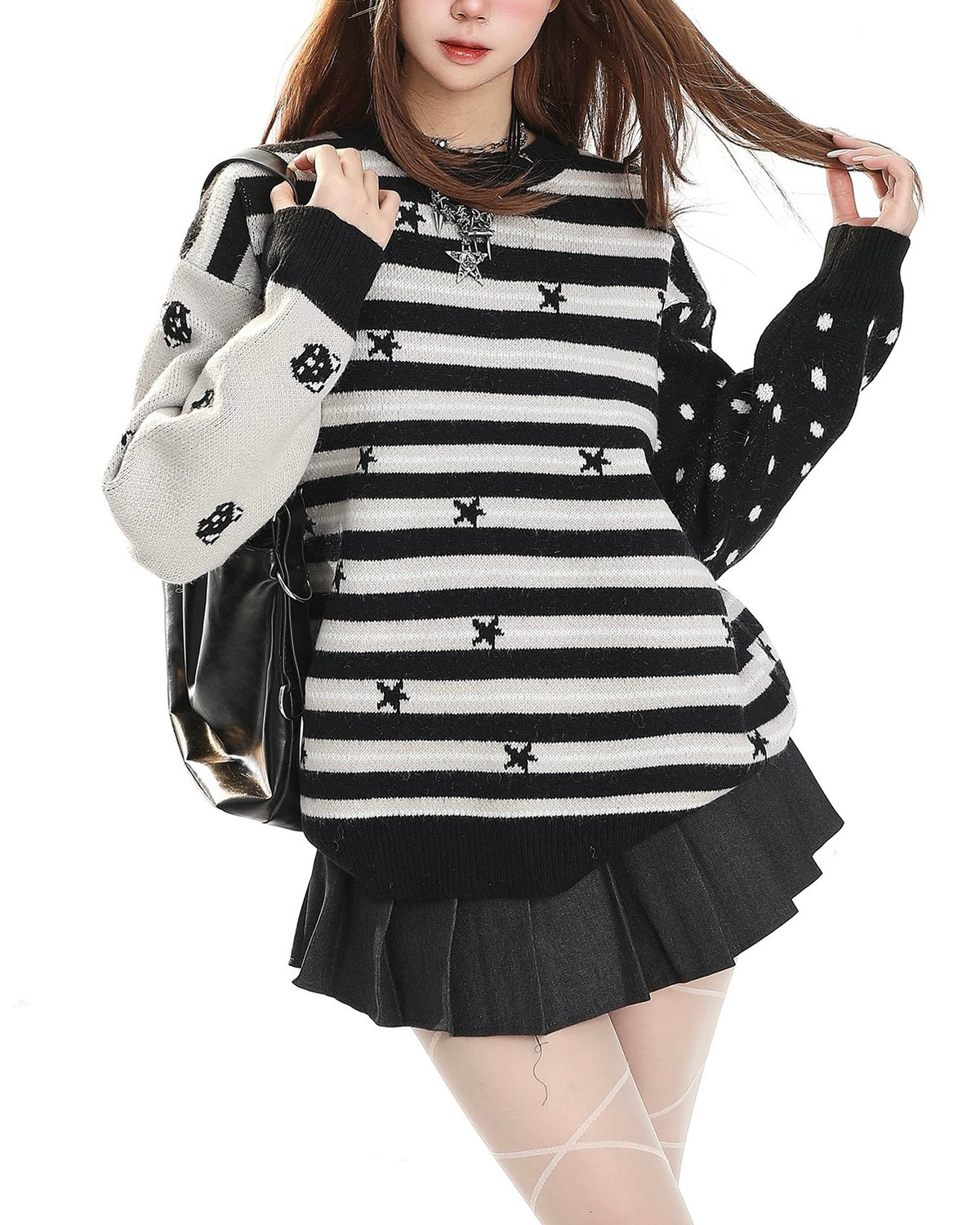 Star-striped knit sweater