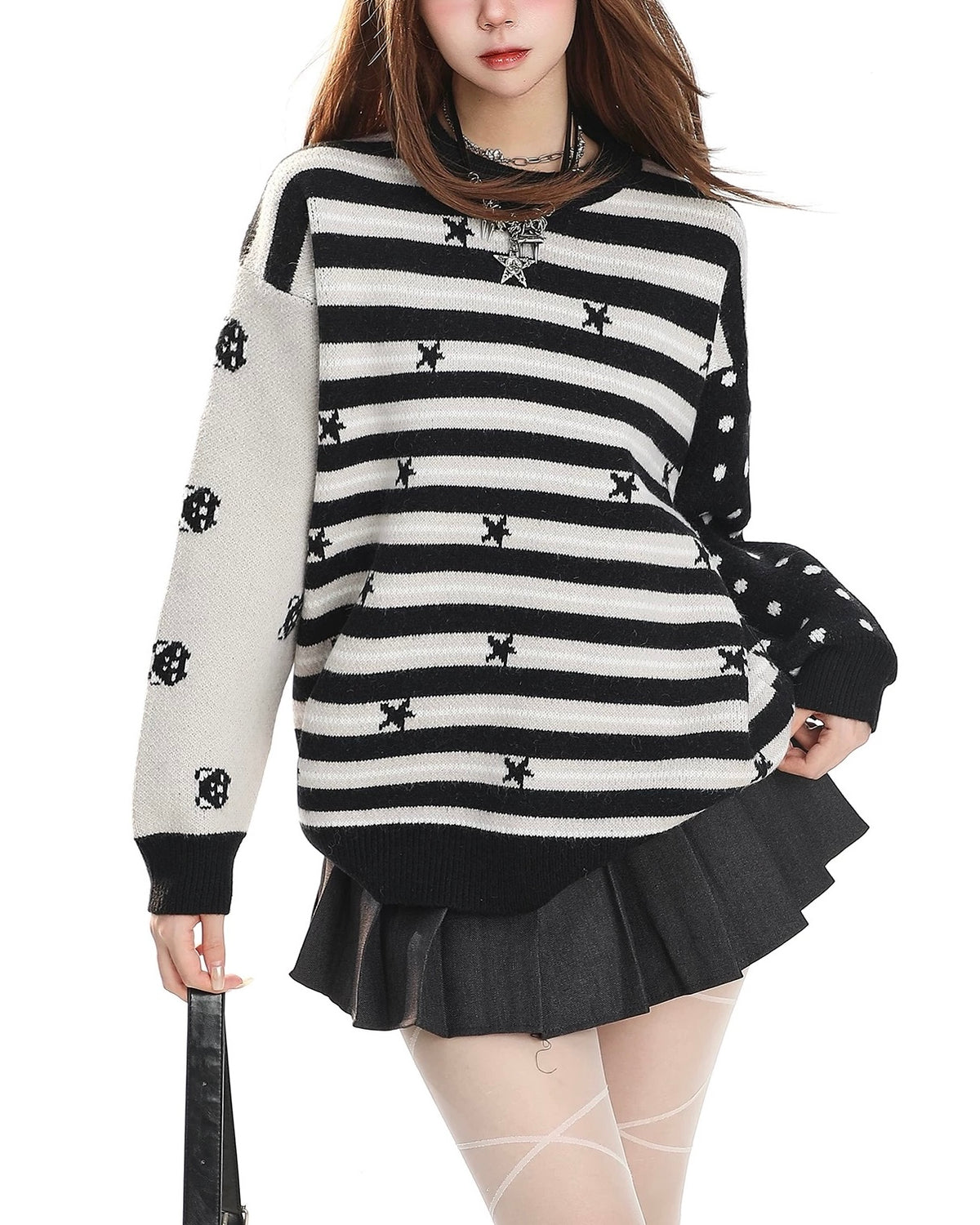 Star-striped knit sweater