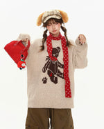 圓領小熊愛心針織衫