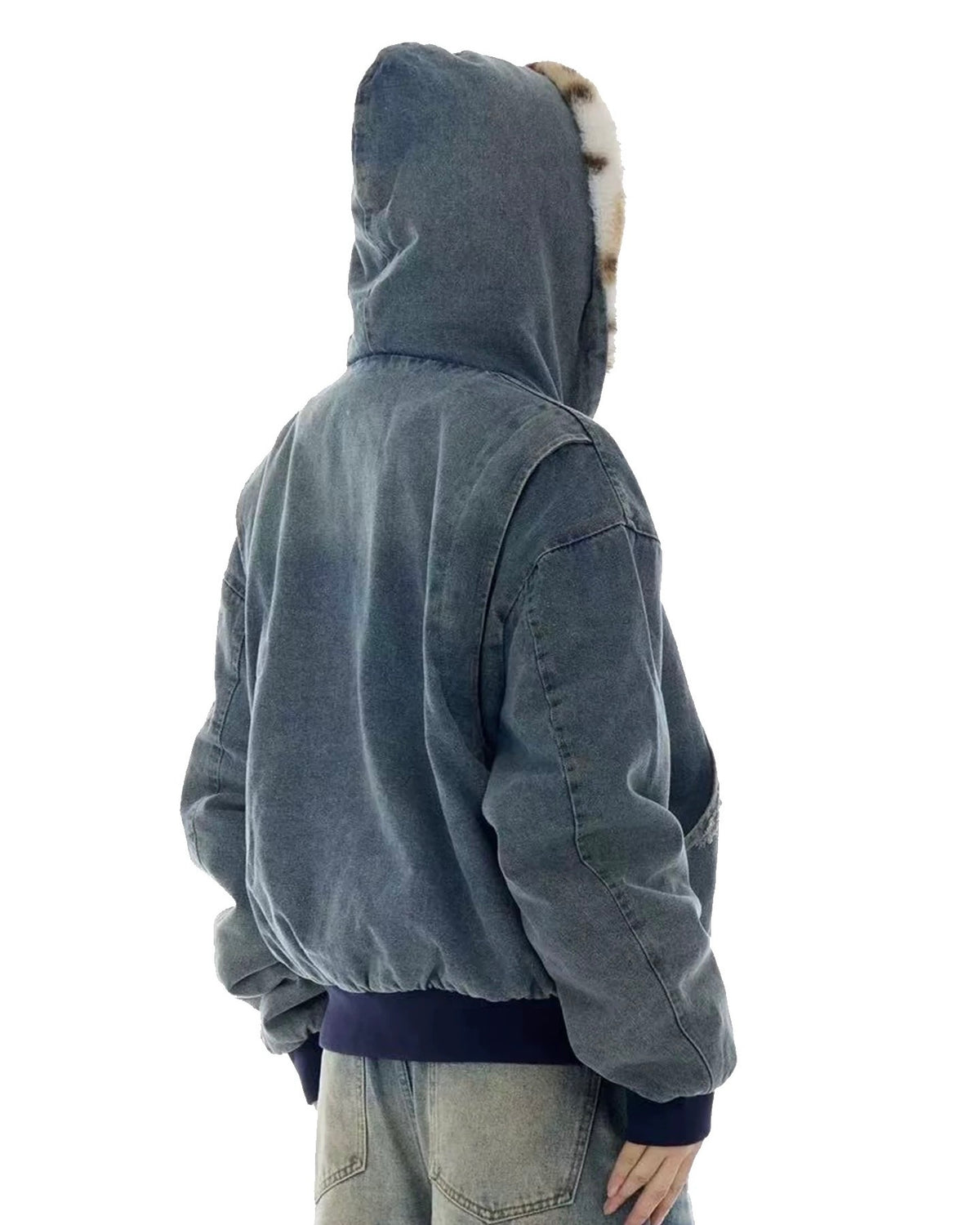 Patchwork cotton-padded denim jacket