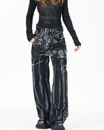 休閑個性牛仔長褲