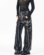 休閑個性牛仔長褲