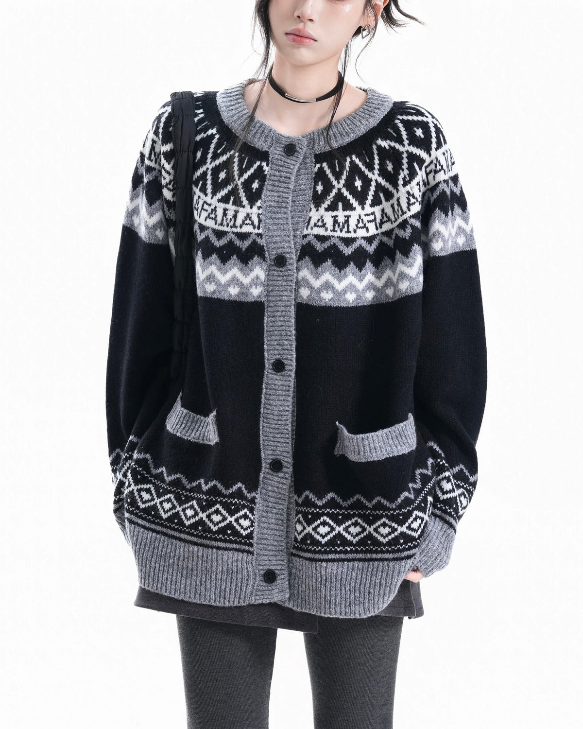 Vintage jacquard cardigan sweater