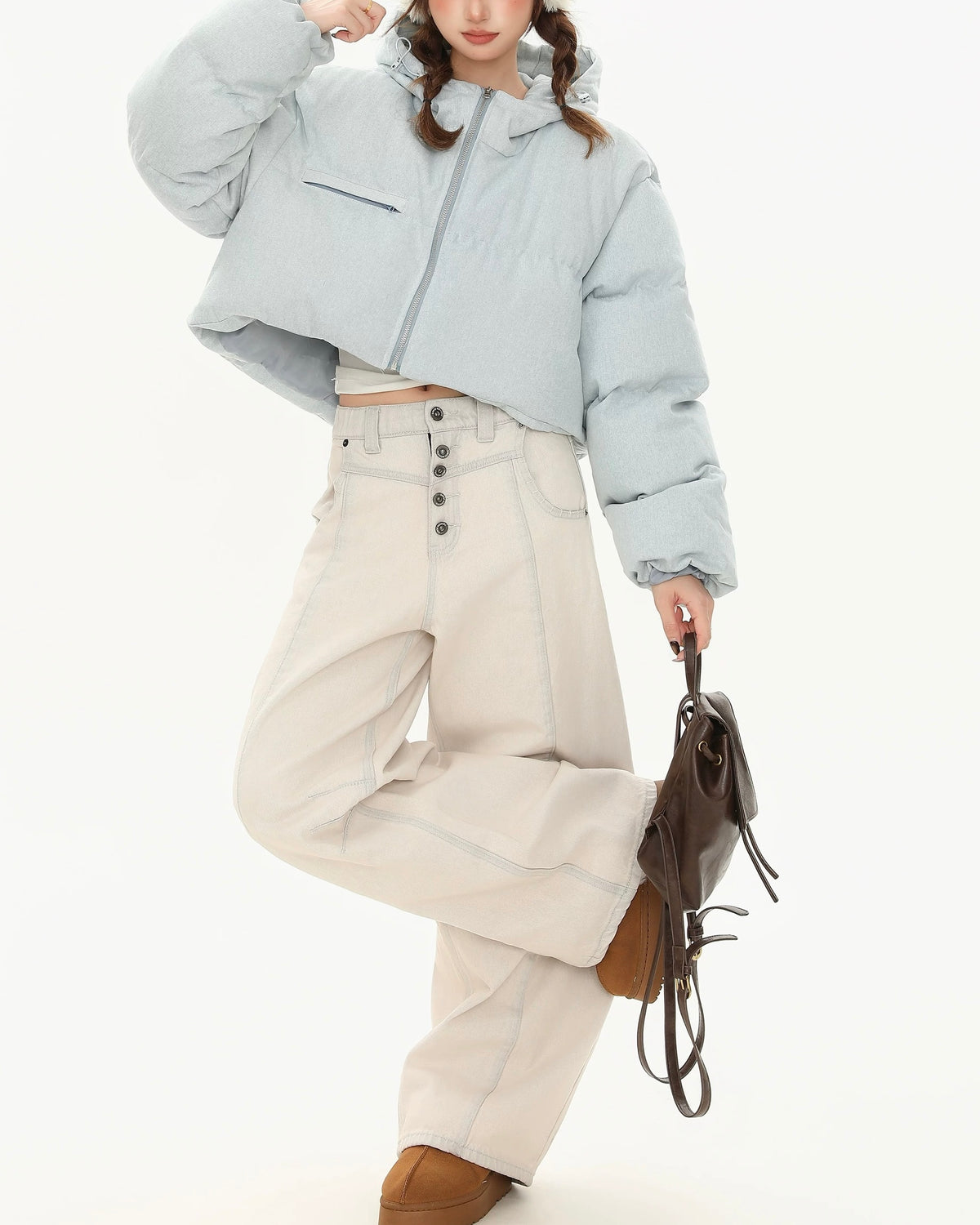 Hooded cropped jacket