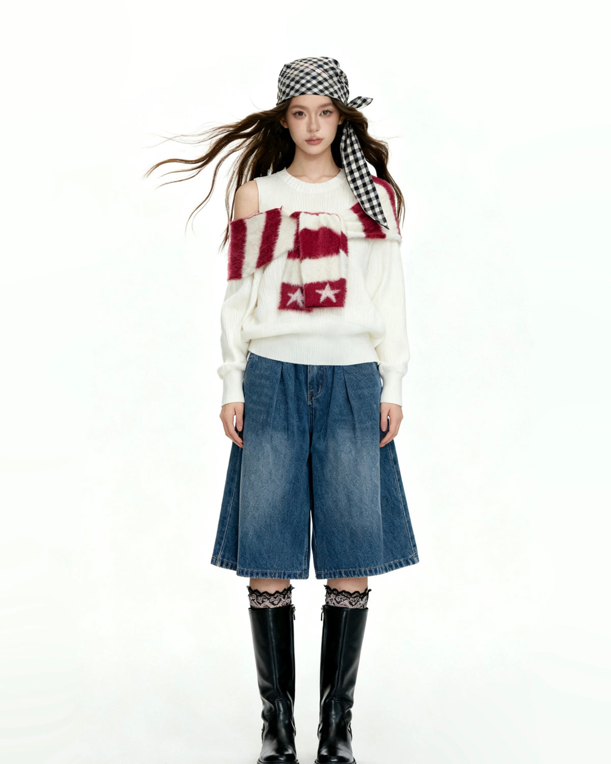 오프숄더 하이엔드 스웨터