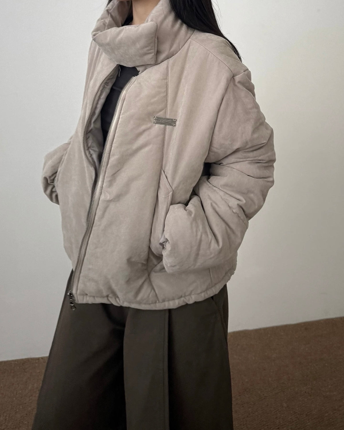 Stand collar couple jacket