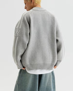 컬러 블록 니트 소재의 활용도 높은 코트