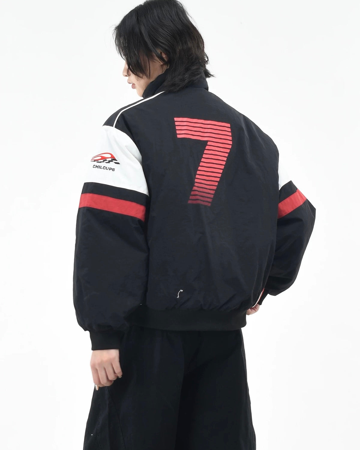 Patchwork racing suit jacket