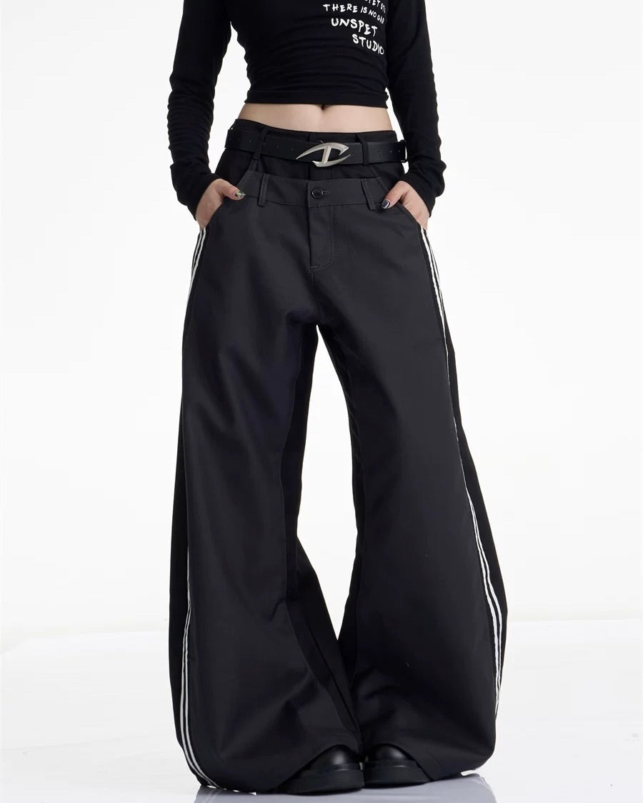 Faux two-piece casual trousers