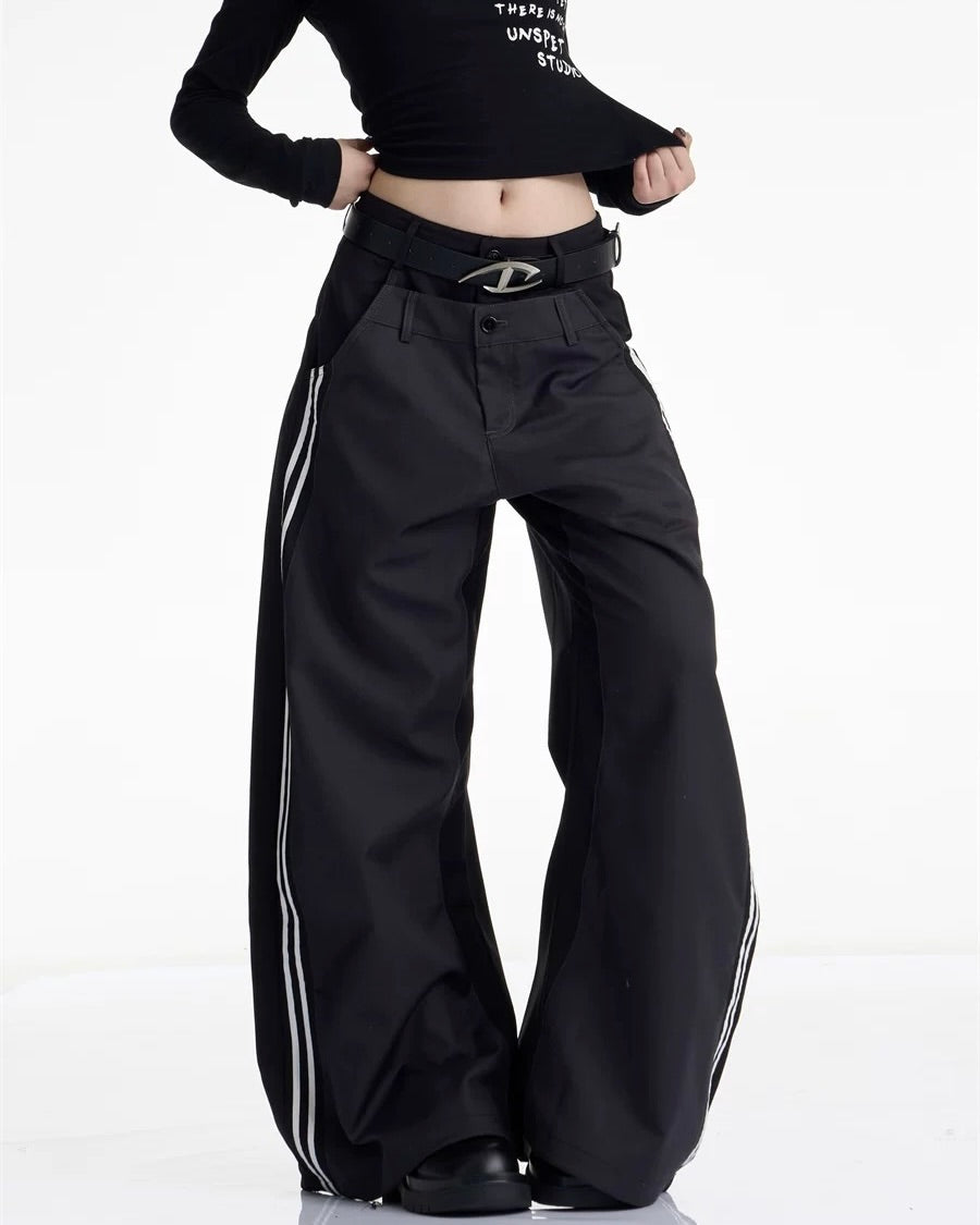Faux two-piece casual trousers