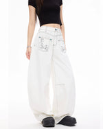 Loose-fitting washed denim jeans