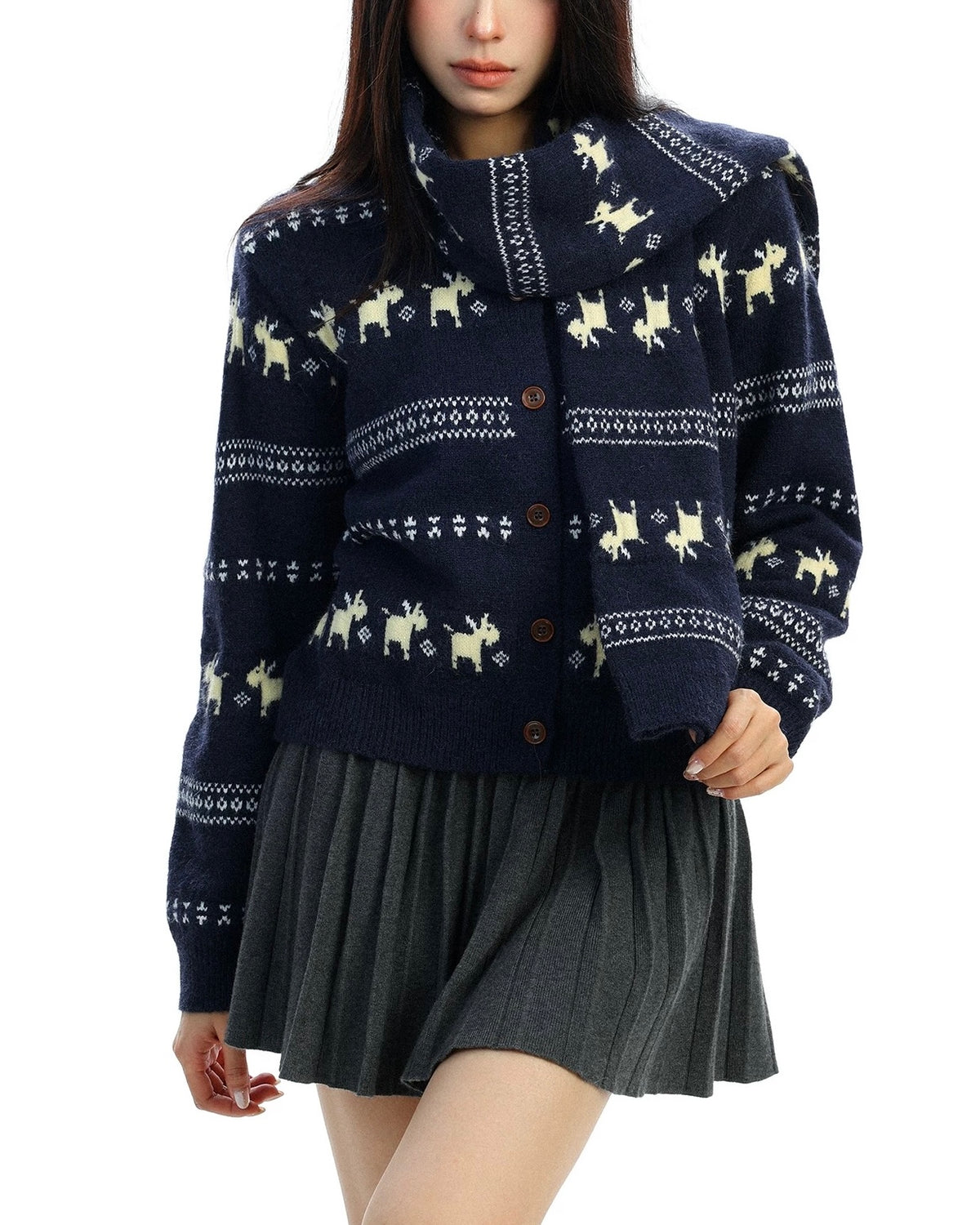 Striped knit cardigan with a relaxed feel (women's)