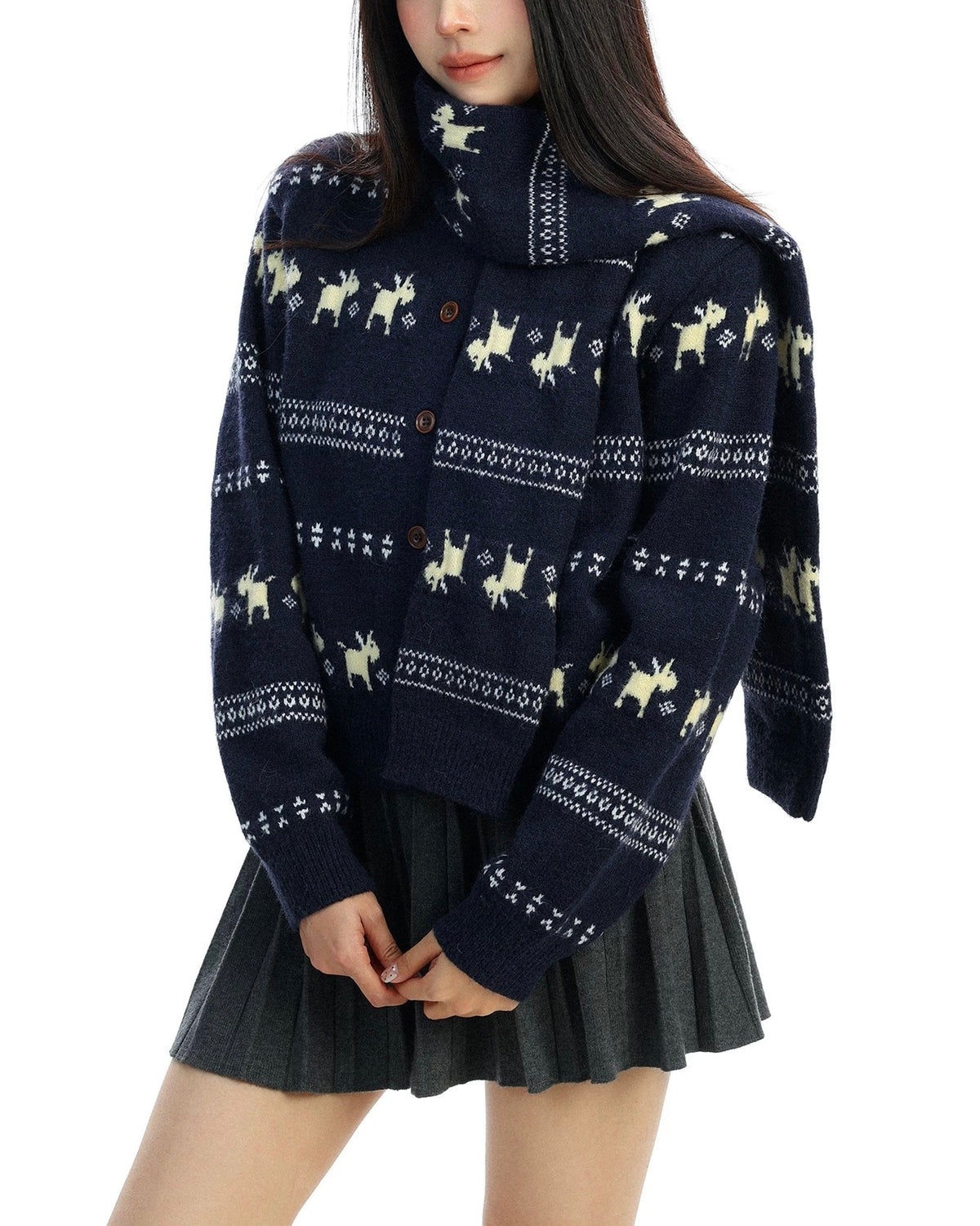 Striped knit cardigan with a relaxed feel (women's)