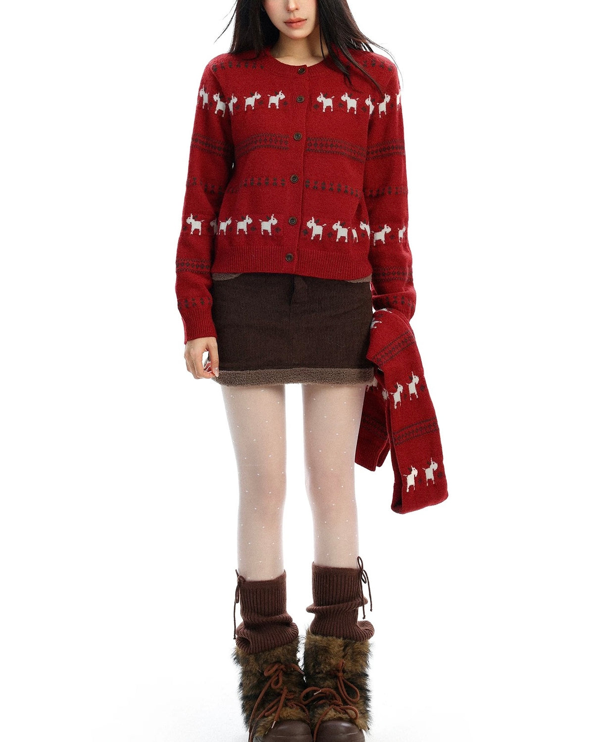 Striped knit cardigan with a relaxed feel (women's)